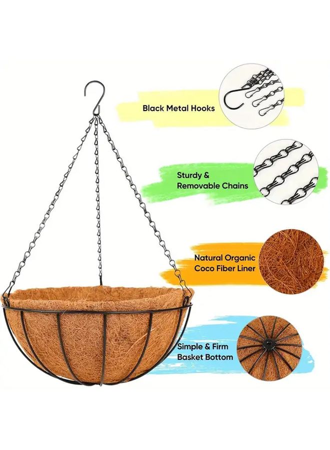 2pcs 10 Inch Coconut Brown Hanging Baskets with Coco Liner for Indoor Outdoor Garden - Image 2